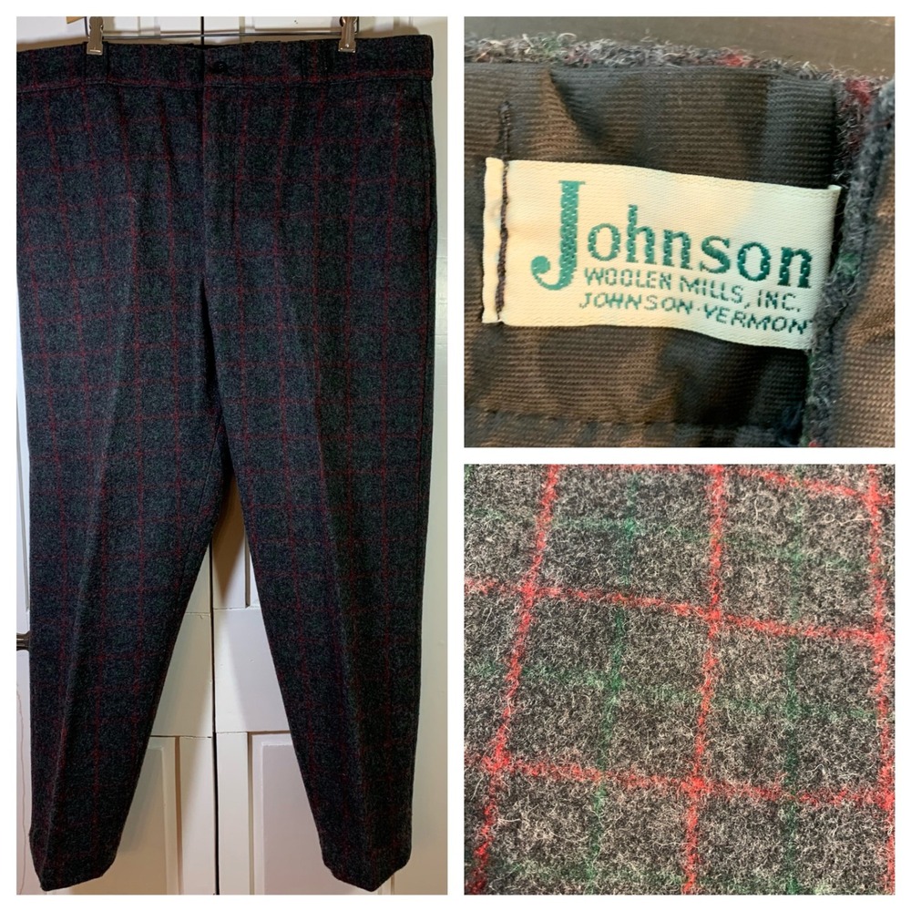Johnson Woolen Mills Adirondack Plaid Trousers Mens 44x31.5‎ Wool Pants Hunting